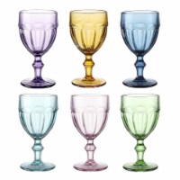 EAST CREEK | Amber Glass Goblet Set of 6 | Vintage 8.5oz Design | Stemmed Drinking Glasses