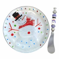 Tabletop Snowman Hostess Set Glass Pate Spreader Appitizer Plate Xm1138