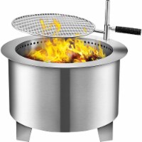 Double Fire Pit Patio Burner Bbq Grill Round Wood-Burning Flame Camping Site