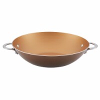 Ayesha Curry 10382 Porcelain Enamel Nonstick Wok, 14 in. - Brown Sugar