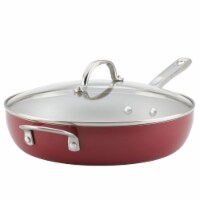Ayesha Curry 10748 Porcelain Enamel Nonstick Covered Deep Skillet with Helper Handle, 12 in.