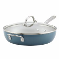 Ayesha Curry 10756 Porcelain Enamel Nonstick Covered Deep Skillet with Helper Handle, 12 in.