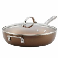 Ayesha Curry 10764 Porcelain Enamel Nonstick Covered Deep Skillet with Helper Handle, 12 in.