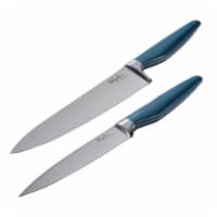 Ayesha Curry 46937 Japanese Steel Cooking Knife Set, Twilight Teal, 2 Piece