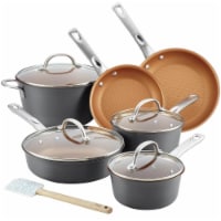 Ayesha Curry 80290 11-Piece Hard Anodized Aluminum Nonstick Cookware Set - Charcoal Gray