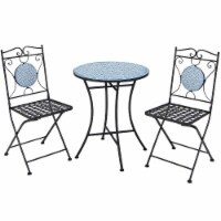 Slickblue - 3 Pieces Patio Bistro Set Outdoor Furniture Mosaic Table Chairs Perspective: Main