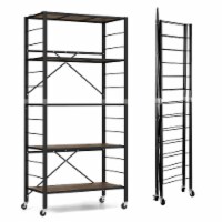 Slickblue 5-Tier Foldable Shelving Unit with Detachable Wheels and Anti-Toppling System Perspective: Main