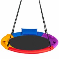 Slickblue 40 inch Saucer Tree Outdoor Round Platform Swing with Pillow and Handle-Multicolor Perspective: Main