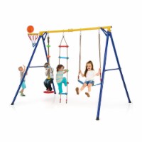 Slickblue Yellow 4-in-1 Kids Heavy Duty Multifunctional Swing Set for Indoor and Outdoor Use Perspective: Main