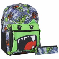 Cudlie Big Face Dino Town Backpack with Pencil Case Perspective: Main