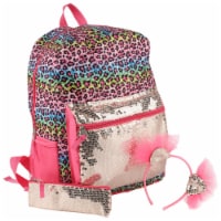 Cudlie Rainbow Animal Print Backpack with Pencil Case and Headband Perspective: Main