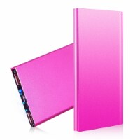 20000mAh Power Bank Ultra Thin External Battery Pack Phone Charger Dual USB Ports Hotpink