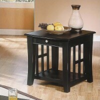 Cassidy 1-drawer Wood End Table in Black Finish