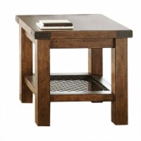 Steve Silver Hailee Square Brown Wood End Table in Distressed Oak