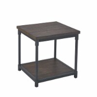 Steve Silver Prescott Smokey Oak and Black Metal End Table