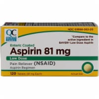 Quality Choice Low Dose Aspirin Enteric Coated Tablets, 81 mg, 120 Ct