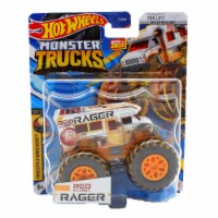 Hot Wheels Monster Trucks 1:64 Scale Red Planet Rager, Includes Connect and Crash Car