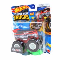 Hot Wheels Monster Trucks 1:64 Scale DragBus Red, Includes Connect and Crash Car