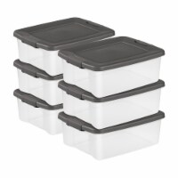 Sterilite ShelfTote 25 Qt Plastic Stackable Storage Tote w/Lid, Clear (6 Pack)