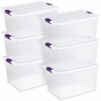 Sterilite 66 Quart Clear Plastic Latching Handle Storage Container Tote, 6 Pack