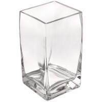 Athenas Garden CG-V1432 8.5 in. Large 0.16 Square Tower Shape Glass Vase - Clear