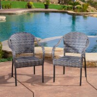 Livingston Outdoor Grey Wicker Chair (Set of 2)