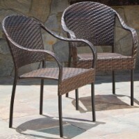 Rancho Outdoor Contemporary Wicker Stacking Chairs (Set of 2)