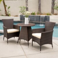Clementine Outdoor 3pc Multibrown Wicker Bistro Set