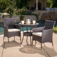 Clementine Outdoor Multibrown Wicker 3pc Bistro Set