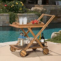 Kadence Natural Wood Stained Kitchen Serving Cart