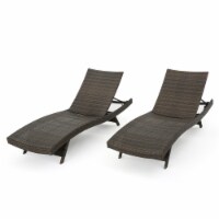 Lakeport Outdoor Mixed Mocha Wicker Armless Chaise Lounge (Set of 2) wicker set of 4