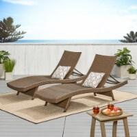 Lakeport Outdoor Mixed Mocha Wicker Armless Chaise Lounge (Set of 2) wicker set of 2