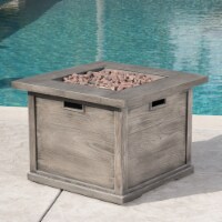 Ellesmere Outdoor Wood Patterned Square Gas Fire Pit Gray Wood Pattern