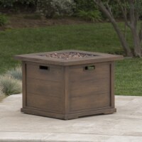 Ellesmere Outdoor Wood Patterned Square Gas Fire Pit Brown Wood Pattern