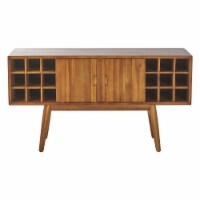Edye Mid Century Light Oak Finished Wood Wine Bar Cabinet