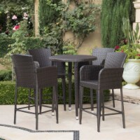 Cassum Outdoor 5 Piece Multi-brown Wicker Round Bar Table Set