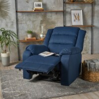 Adelande Cushioned Fabric Power Recliner Navy Blue