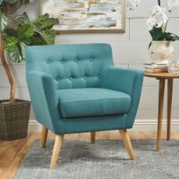 Madeira Buttoned Mid Century Modern Dark Teal Fabric Club Chair Orange