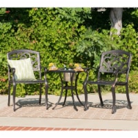 Ariel Outdoor 3 Piece Patina Copper Finish Cast Aluminum Bistro Set