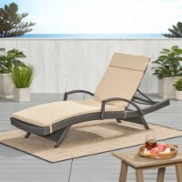 Soleil Outdoor Water Resistant Chaise Lounge Cushion Textured Beige
