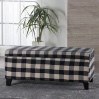 Brianna Black & White Checker Fabric Storage Ottoman