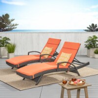 Soleil Outdoor Wicker Chaise Lounges with Water Resistant Cushions (Set of 2) Orange