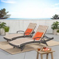 Soleil Outdoor Wicker Chaise Lounges with Water Resistant Cushions (Set of 2) Brown & White