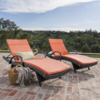 Soleil Outdoor Wicker Chaise Lounges with Water Resistant Cushions (Set of 2) Charcoal