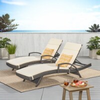 Soleil Outdoor Wicker Chaise Lounges with Water Resistant Cushions (Set of 2) Beige