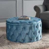 Zuma Aqua New Velvet Ottoman Baby Blue