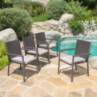 San Tropez Outdoor Dining Chairs with Water Resistant Cushions (Set of 4) Gray/Silver