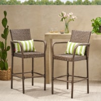Conquista 30-Inch Outdoor Mix Mocha Wicker Barstool brown set of 2