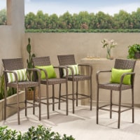 Conquista 30-Inch Outdoor Mix Mocha Wicker Barstool brown set of 4