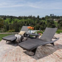 Lakeport Outdoor 3 Piece Mutlibrown Wicker Chaise Lounge Set with Table